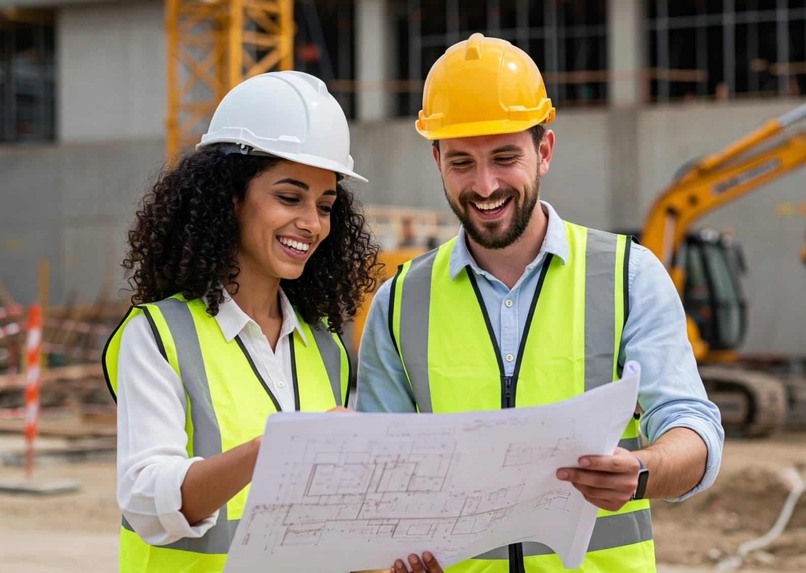 Engenheiros em canteiro de obras